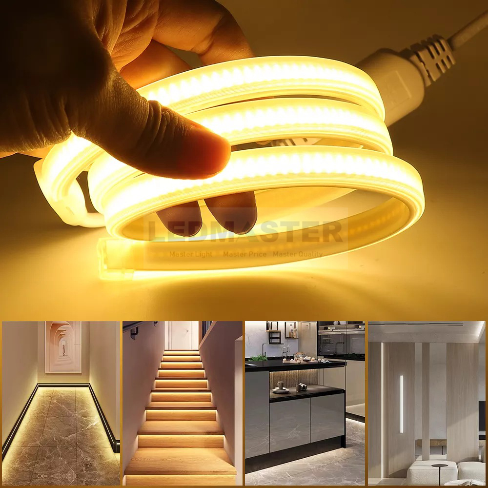 (ฟรี ปลั๊กหัวจ่าย) รุ่นใหม่ COB ไฟสายยาง LED ราคาโรงงาน LED Strip Light 220V สว่างชัดทั้งเส้น 50 เมตร ไฟท่อยางดัด โค้ง งอได้ นีออนเฟล็ก LED Ropelight