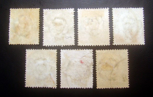 ((--ขาดดวงเดียวครบชุด--)) s2835-แสตมป์รัชกาลที่ 5 ชุด2 พระพักตร์ตรง ปี 2430 ลายน้ำกงจักร จำนวน 7 ดวง ใช้แล้ว ราคาเบา หายาก น่าสะสมครับ