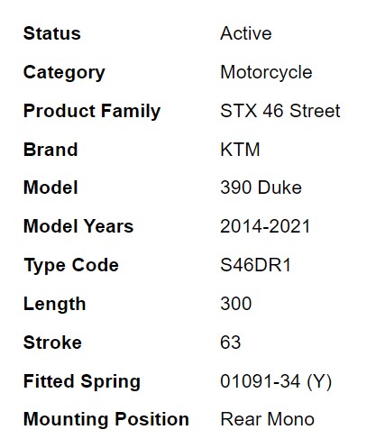 โช๊คหลัง OHLINS FOR KTM 125/200/300 DUKE (KT 301)
