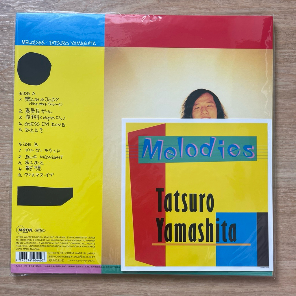 แผ่นเสียง Tatsuro Yamashita Melodies Vinyl, LP, Album, Limited Edition, Reissue, Remastered, Black ,มือหนึ่ง ซีล