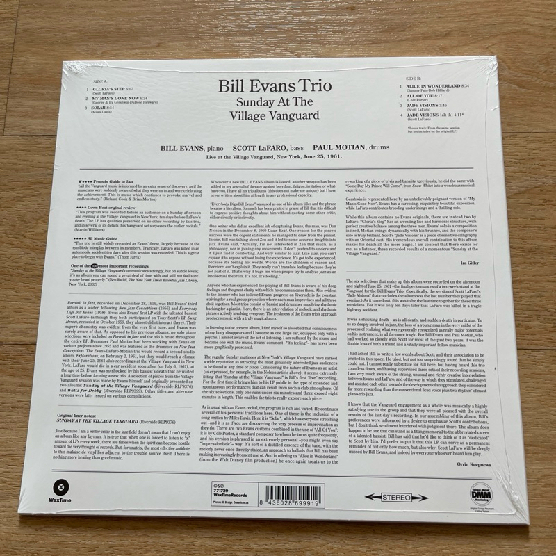 แผ่นเสียง Bill Evans Trio - Sunday at the Village Vanguard ,Vinyl, LP, Album, Reissue, Remastered,มือหนึ่ง ซีล