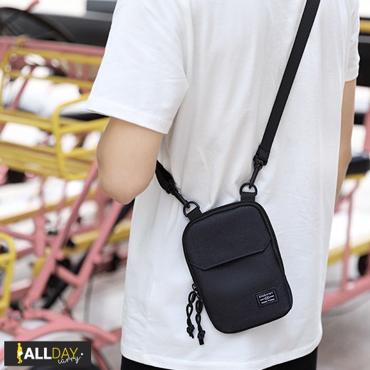 มาใหม่! NY24 กระเป๋าสะพายข้าง สีดำ สวยเท่ ผ้า Nylon กันน้ำ ผู้ชาย ผู้หญิง