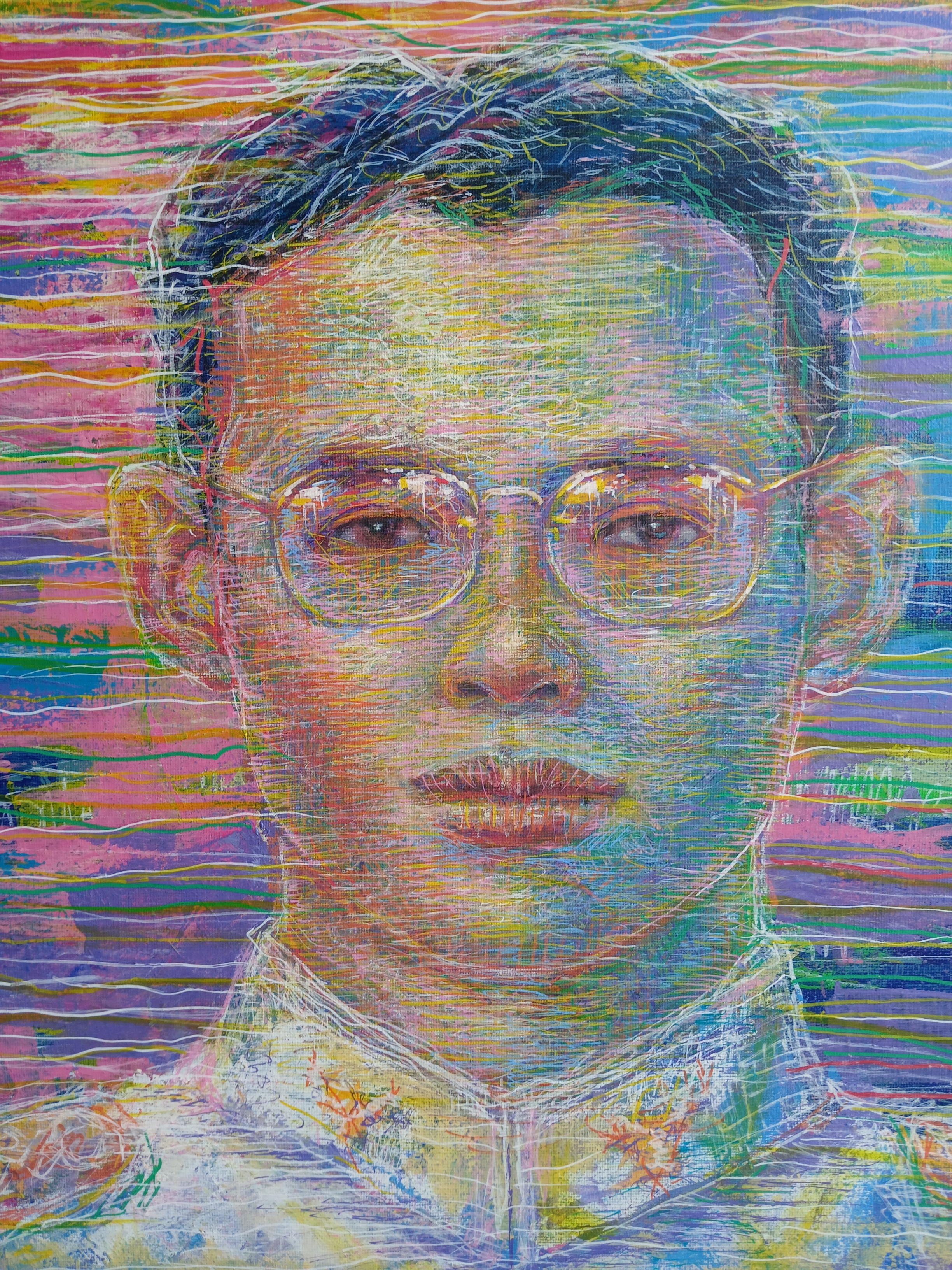 ภาพวาดในหลวง รัชกาลที่ 9 สีอะครีลิคบนเฟรมผ้าใบ ขนาด 40 cm. x 60 cm. Traditional art painting KING RAMA 9 acrylic on canvas