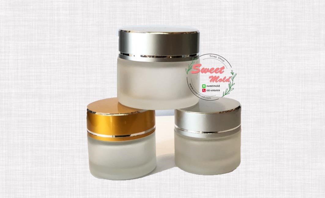 กระปุกแก้วใส่ครีมฝาสีบรอนเงิน ขนาด 15 กรัม. 20 ใบ รหัสสินค้า : 005888