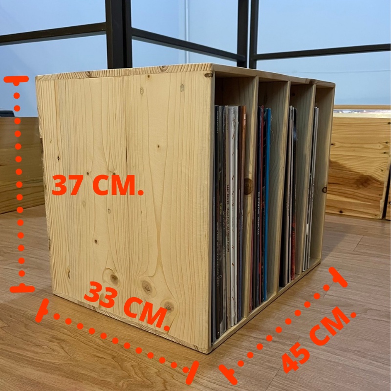 ลังไม้เก็บแผ่นเสียง 4 ช่อง ลังวางแผ่นเสียง ลังไม้วางแผ่นเสียง