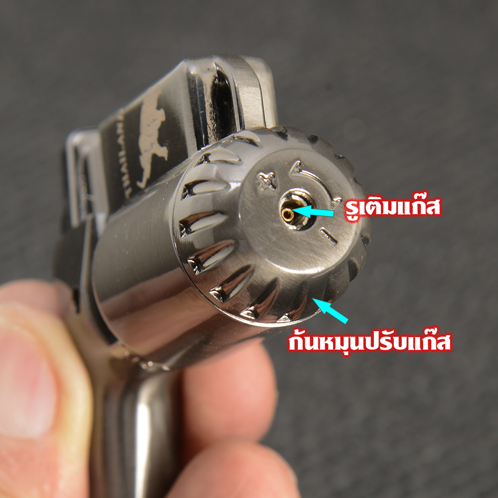 Gas Lighter ไฟแช็ค คุณภาพสูง ให้ไฟเสถียรสม่ำเสมอ เติมแก๊สได้ ใช้สำหรับจุดเตาแก๊ส Grey- Gold Color 3 75 กรัม Grey-Gold Color