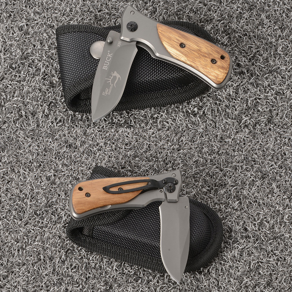 Buck-X35 มีดพับพกพา มีดพับขนาดเล็ก ขนาดมินิยาว 15 ซม.พร้อมซองไนลอน 2 150 กรัม Black 15 cm.