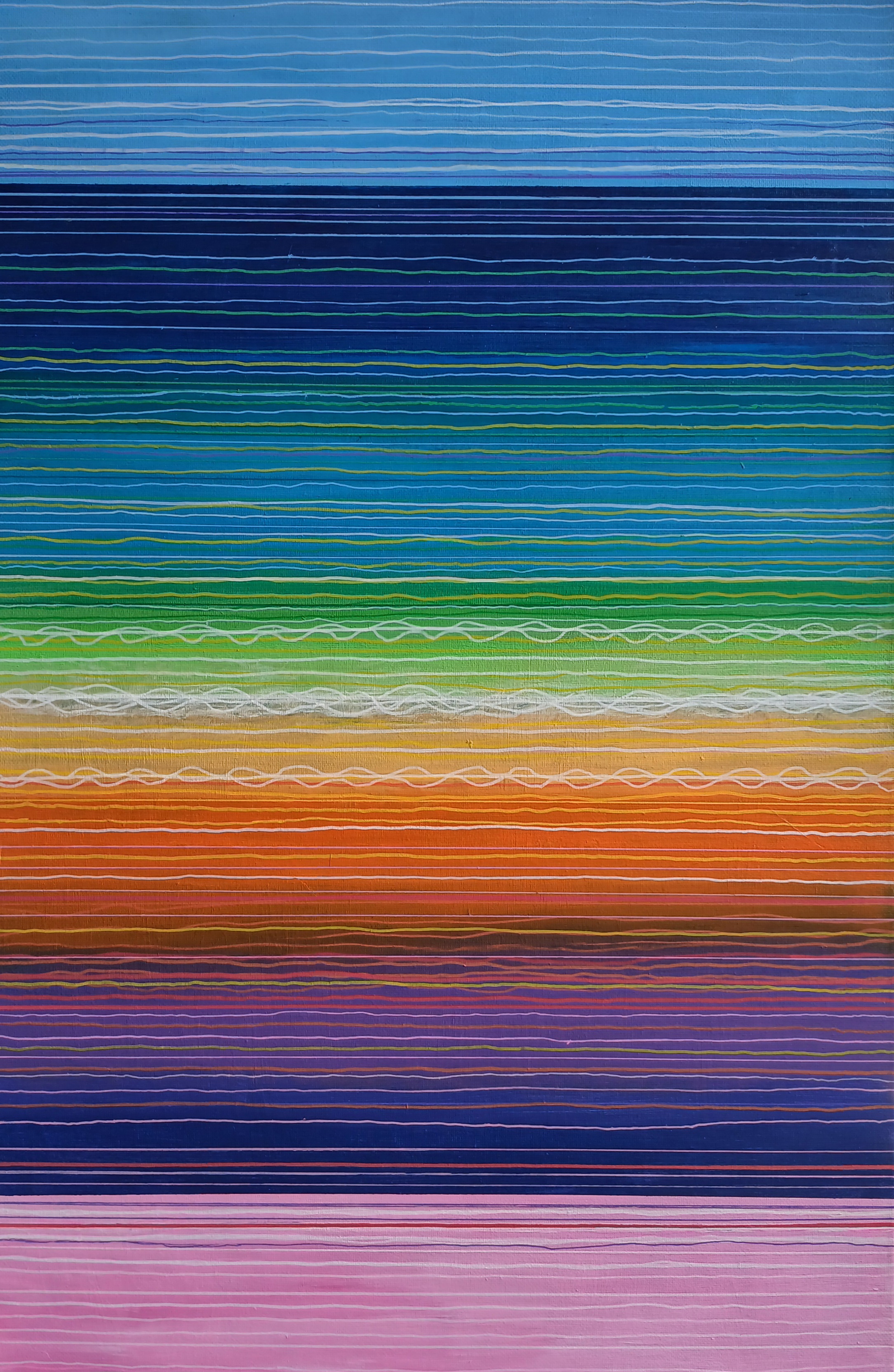 มีเส้น มีสี มีสงสัย Abstract art สีอะครีลิคบนเฟรมผ้าใบ ขนาด 40 cm. x 60 cm.
