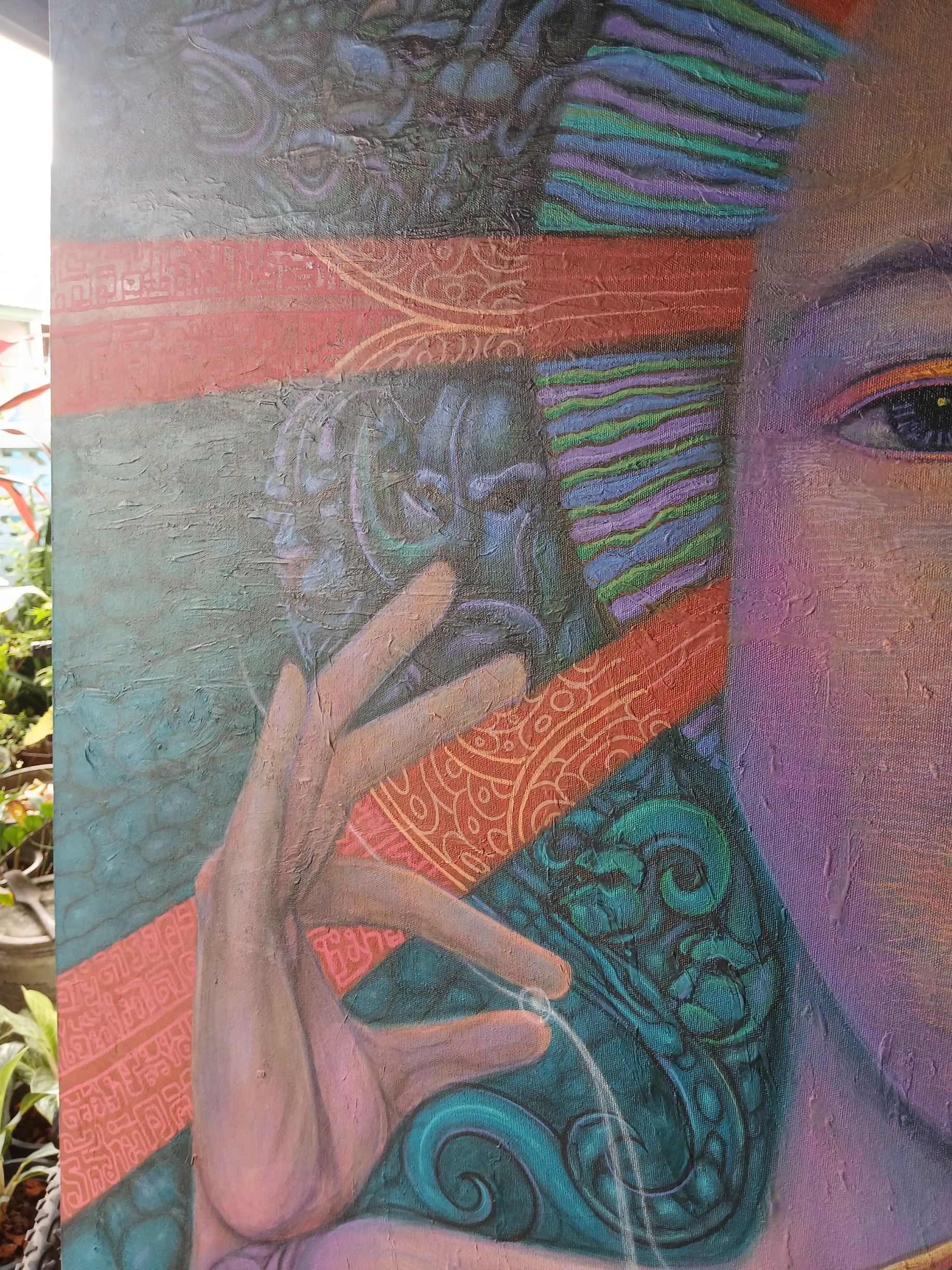 "เพลงชาติ" สีอะครีลิค บนเฟรมผ้าใบ ขนาด 130 cm. x 150 cm.