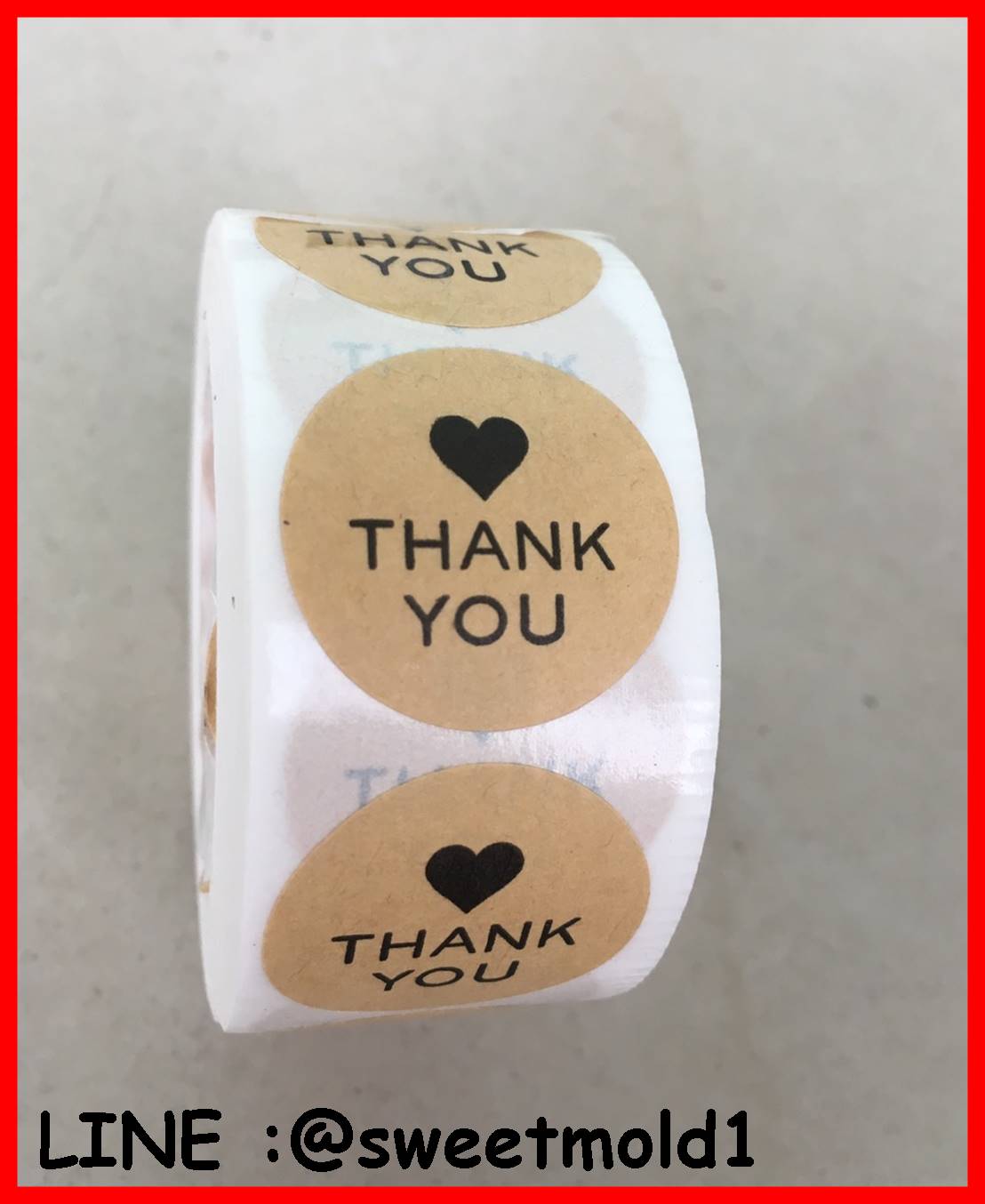 สติกเกอร์วงกลม ลาย Thank you 1ม้วน มี500แผ่น รหัสสินค้า: 006639