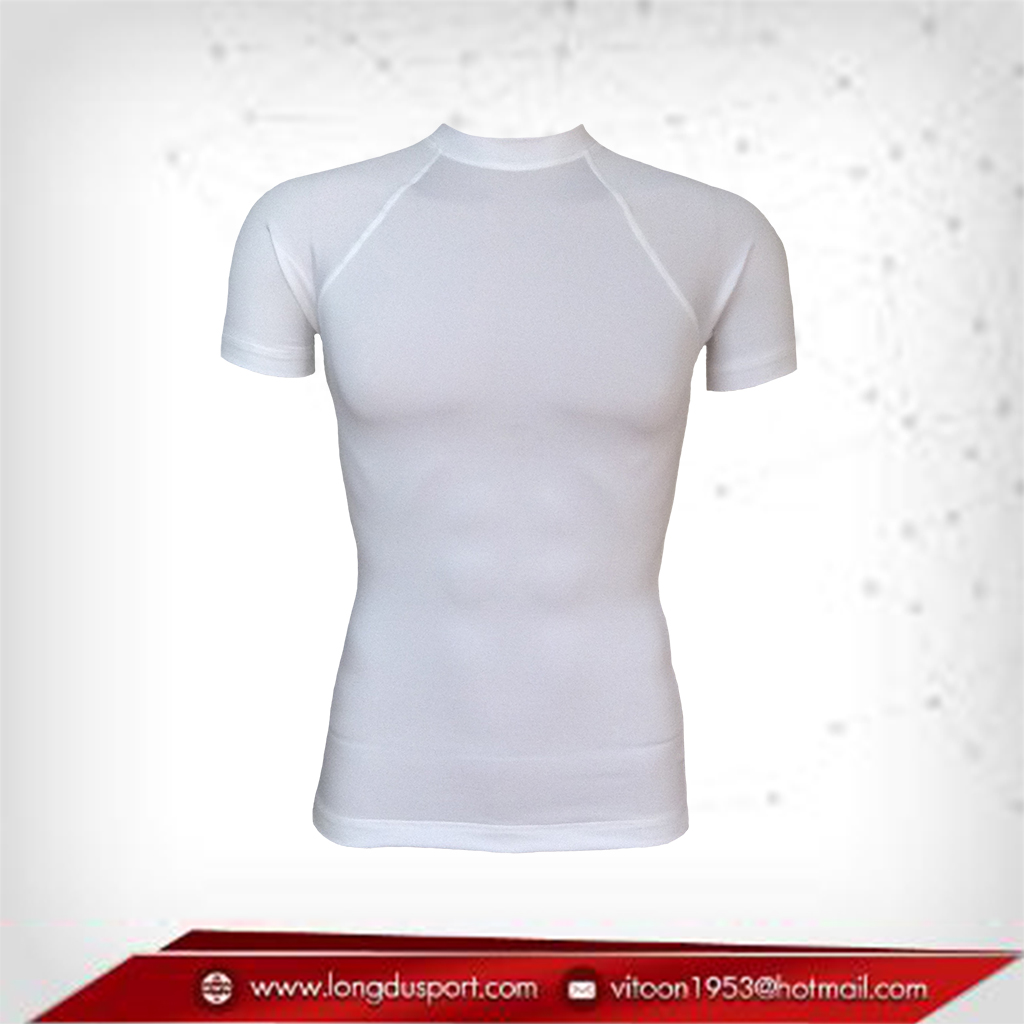 เสื้อรัดกล้ามเนื้อ Body Fit แขนสั้น คอกลม สีขาว มี Size M L XL