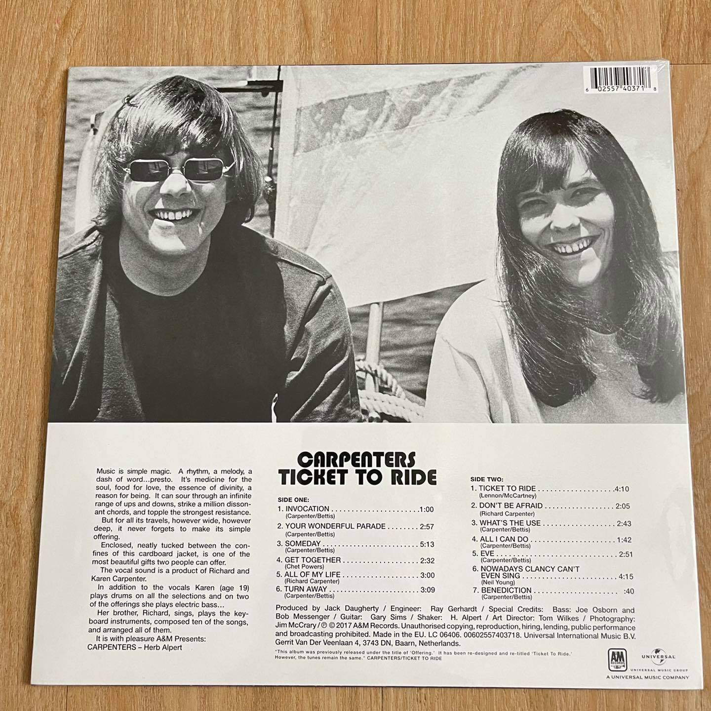 แผ่นเสียง Carpenters – Ticket To Ride ,Vinyl, LP, Album, Reissue แผ่นเสียงมือหนึง ซีล