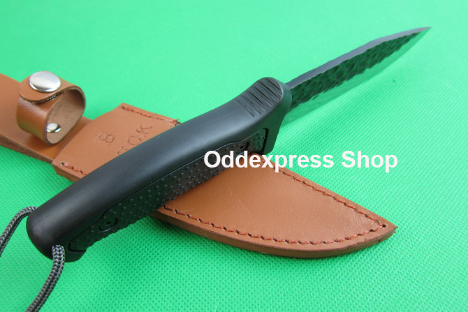 มีดใบตาย มีดเดินป่า มีดโบวี่ มีดแคมปิ้ง มีดทหาร มีดพก มีดเหน็บ Buck Fixed Knife ด้ามยางสีดำใบมีดสแตนเลส มีดยาวรวมด้ามมีด 26.5 ซม. # 40 1 650 กรัม