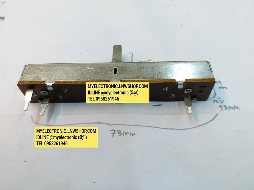 ขาย โวลุ่มสไลด์B50K 3ขาตัวยาว73มม.กว้าง13มม.สูง11มม.แกนยาว15มม.ยี่ห้อALPHAโวลุ่มสไลด์50KB โวลุ่มสไลด์ ราคา ตัวละ . บาท
