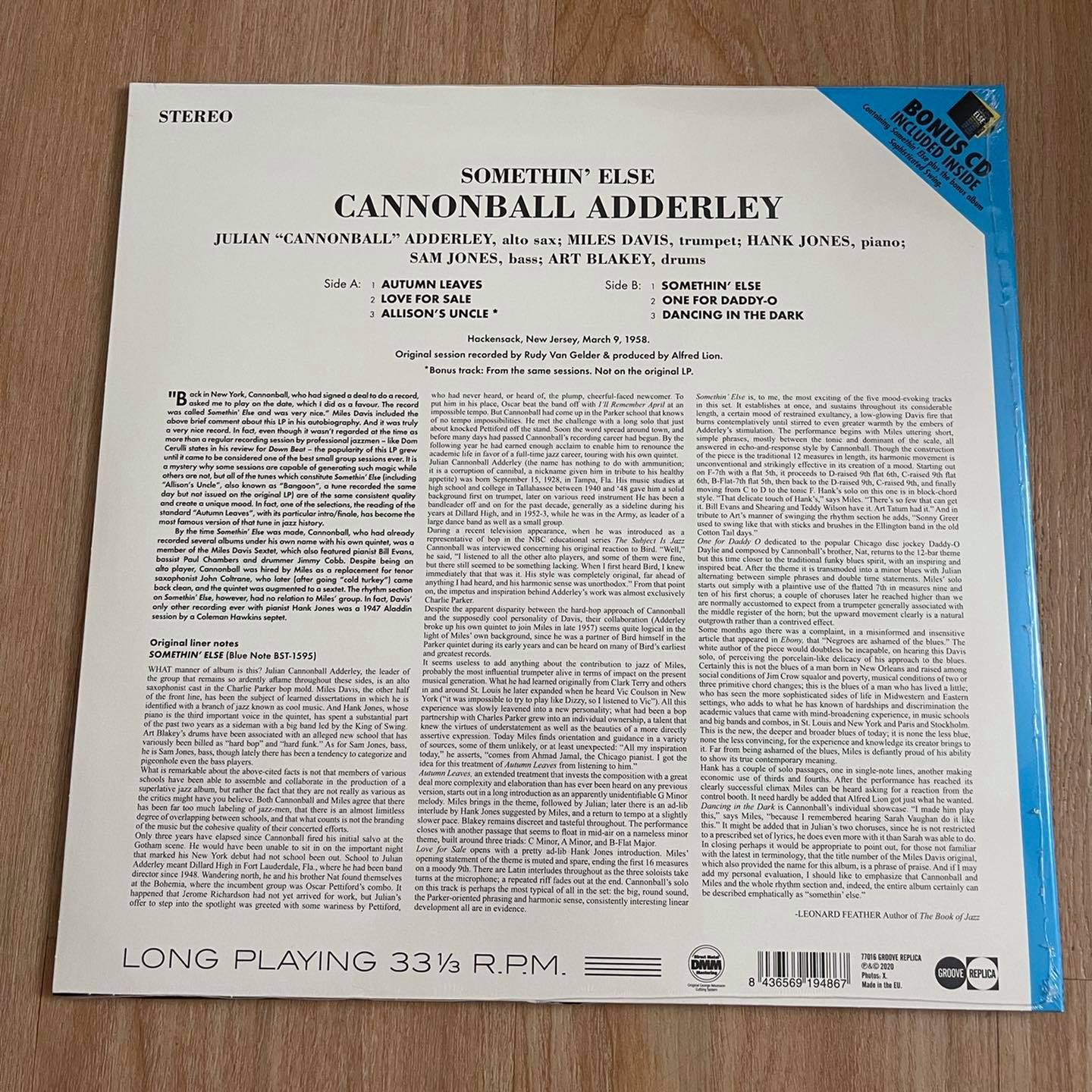 แผ่นเสียง Cannonball Adderley – Somethin' Else ,Vinyl, LP, Album, +Bonus CD แผ่นเสียงมือหนึ่ง ซีล