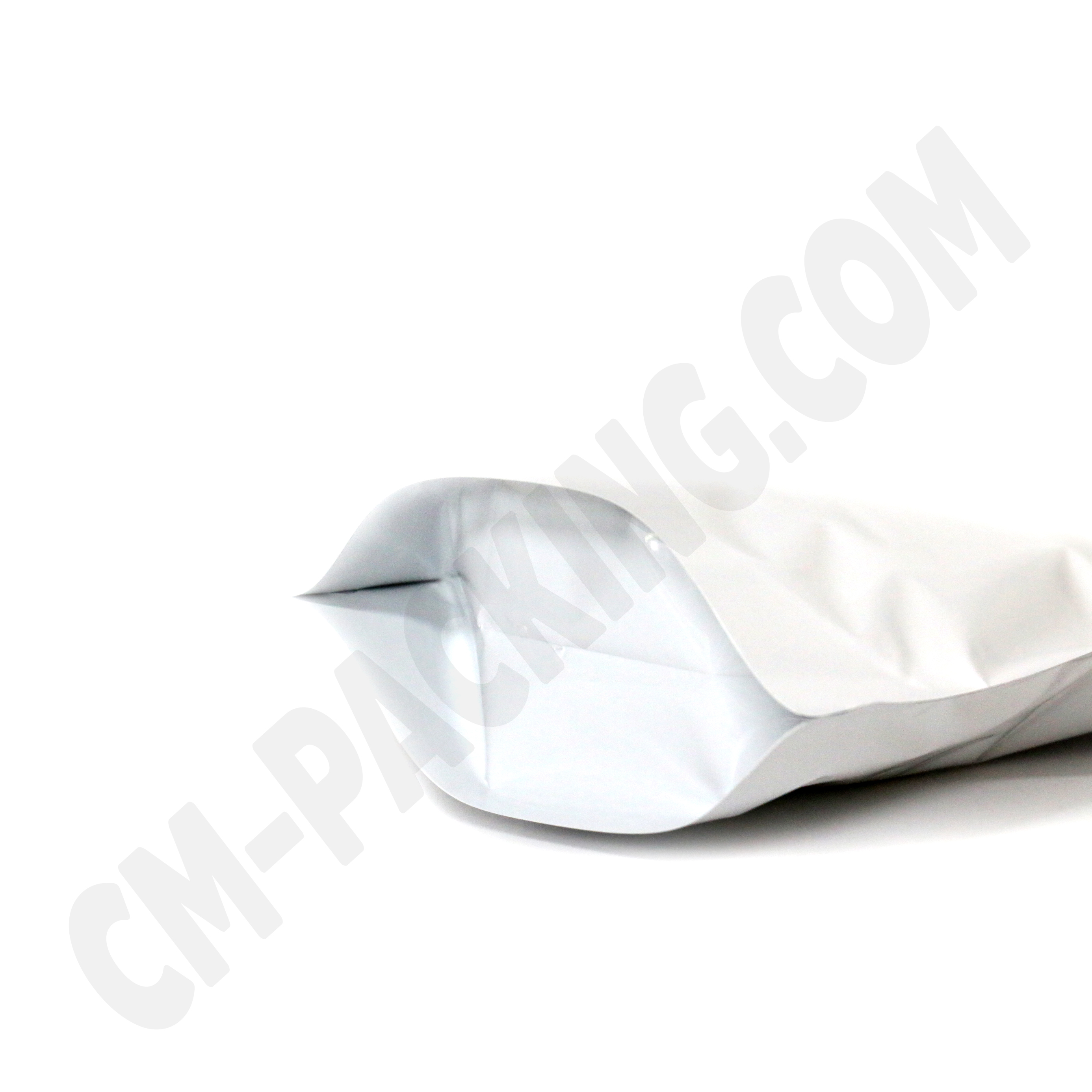 (50ใบ) ถุงซิปฟอยล์ สีขาวเงา ตั้งได้ ขอบโค้ง งานหนา ราคาพิเศษ