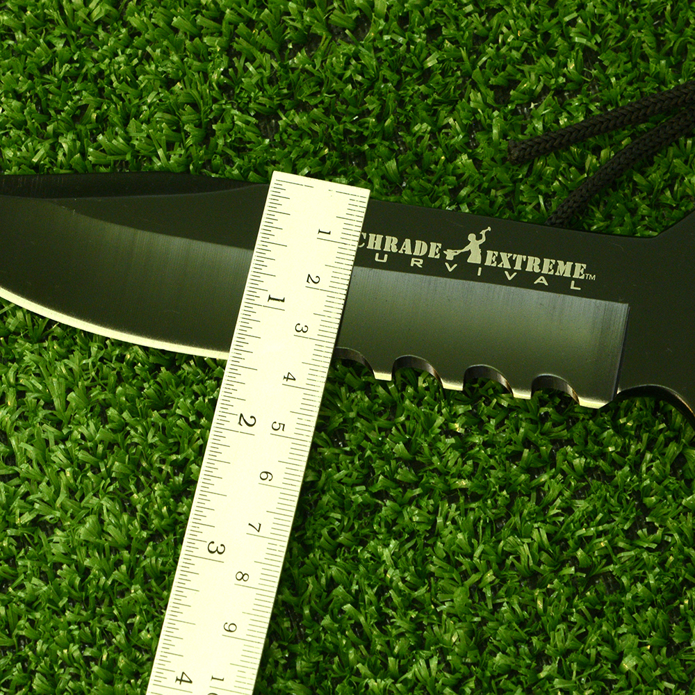 SES-96 มีดเดินป่า มีดแคมปิ้ง SCHRADE EXTREME SURVIVAL FULL TANG ด้ามยางหุ้มเหล็กยาวประมาณ 12 นิ้ว. 1 640 กรัม ดำ 30 ซม.