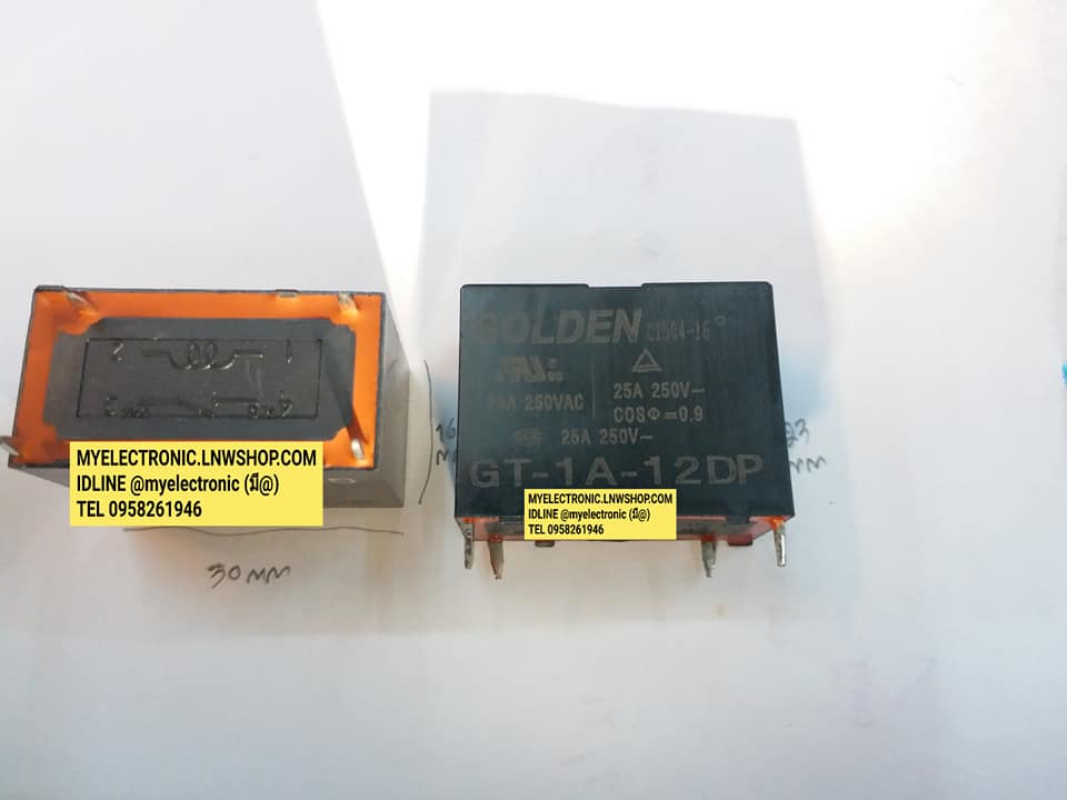 ขาย รีเลย์GT-1A-12DP ตัวถัง RELAY ขาลงปริ้น 4ขา ยี่ห้อ GOLDEN รีเลย์บอร์ดแอร์ 25A250V ราคา ตัวละ บาท