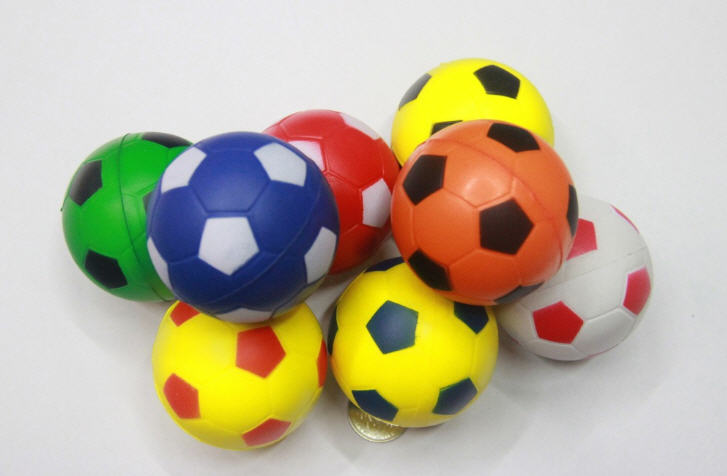 บอลบีบสำหรับบริหารมือ เนื้อยาง pu ลายลูกฟุตบอล