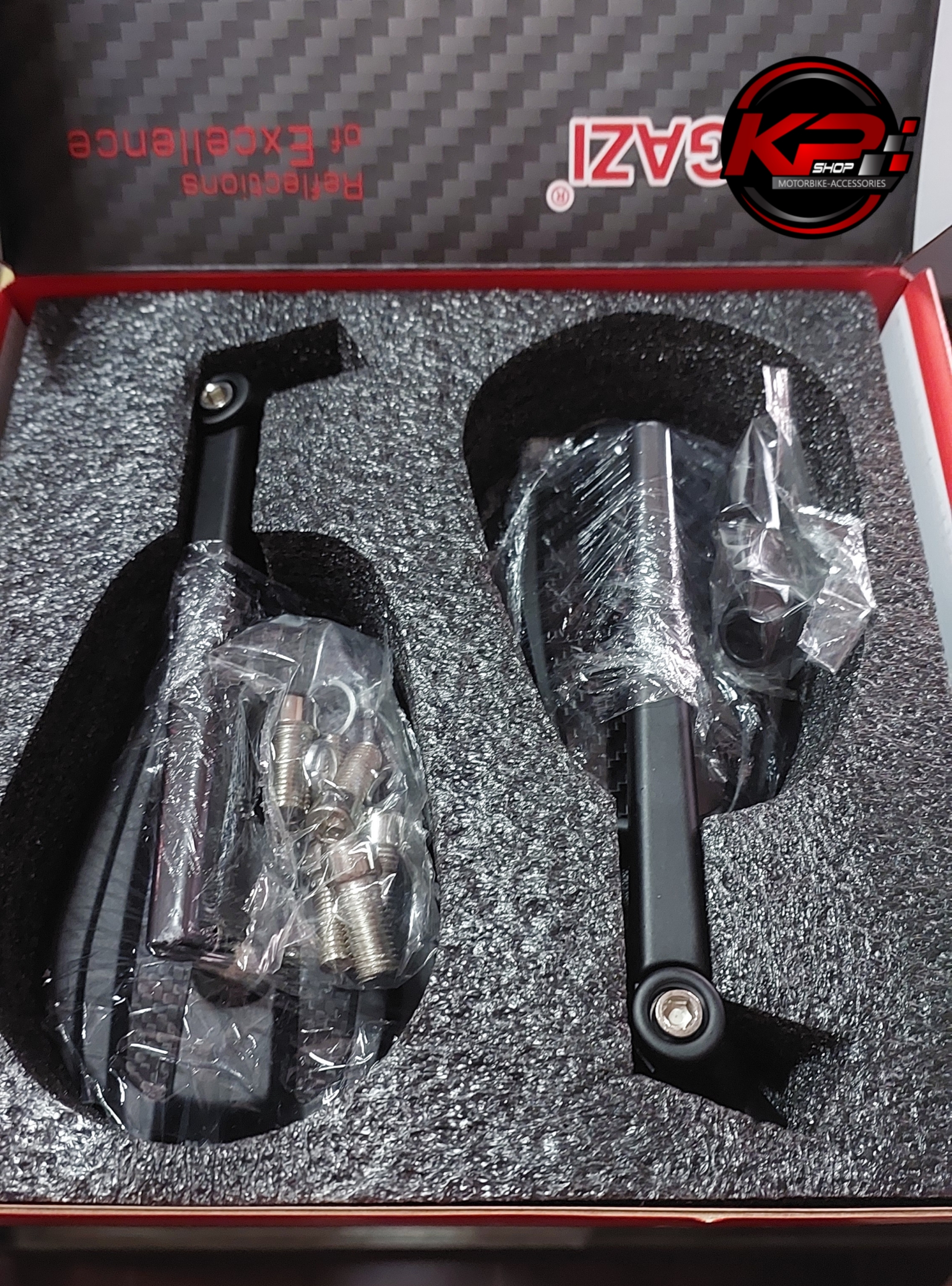 กระจกมอเตอร์ไซค์ ทรงรี ลายคาร์บอนเคปล่า