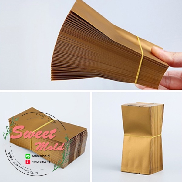 ซองฟอยล์ซีลกลางเนื้อด้านขยายข้างสีทอง 5.5x11+2 cm. 100 ชิ้น รหัสสินค้า : 005940