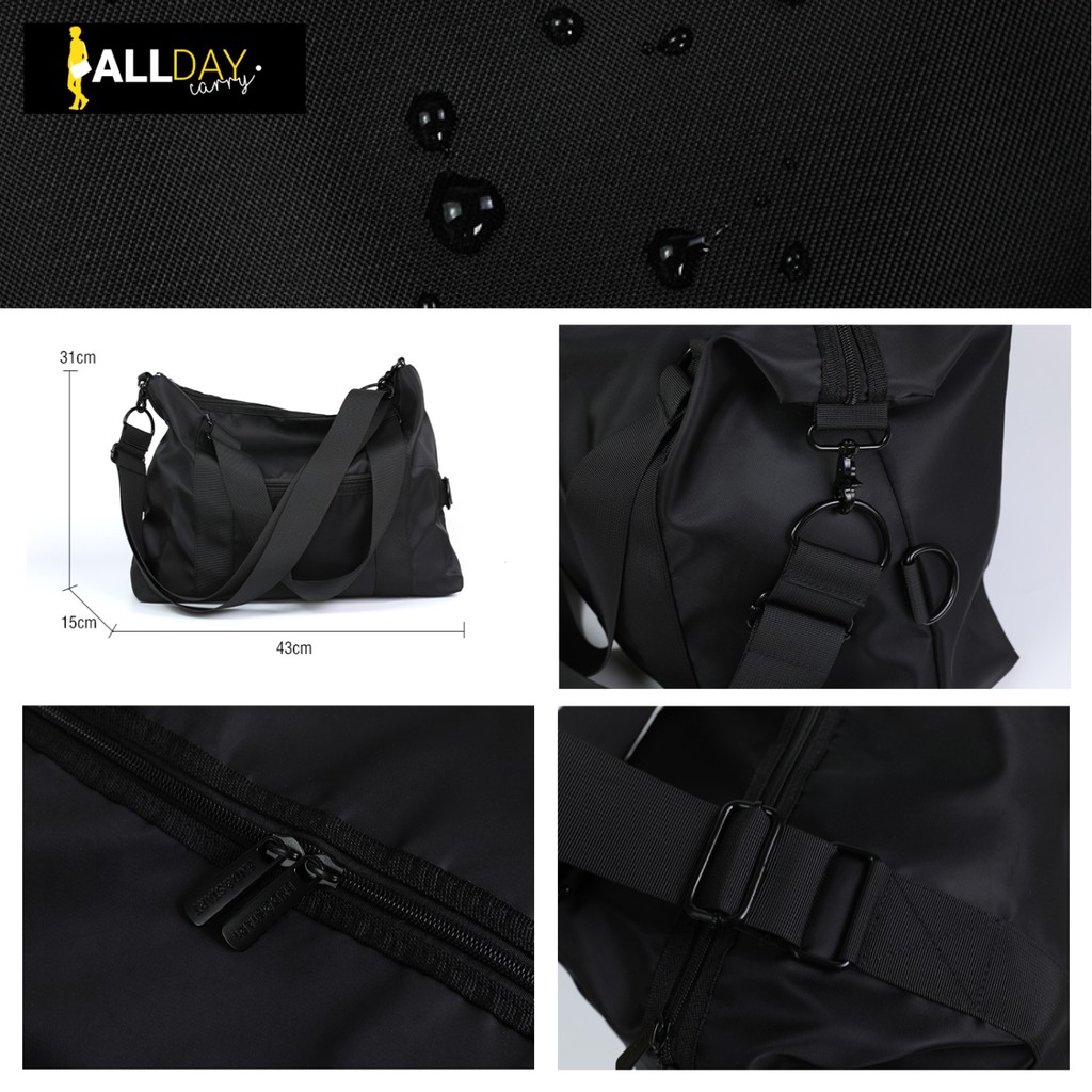 มาใหม่! NY21 กระเป๋าสะพายข้าง กระเป๋าถือ ลดโลกร้อน สีดำ สวยเท่ ผ้า Nylon กันน้ำ ผู้ชาย ผู้หญิง