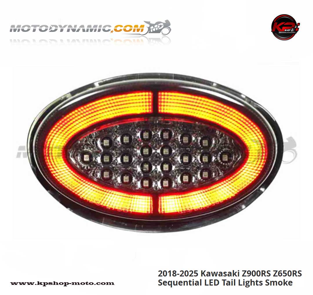 ไฟท้ายแต่ง MD 2018-2025 Kawasaki Z900RS Z650RS Sequential LED Tail Lights Smoke