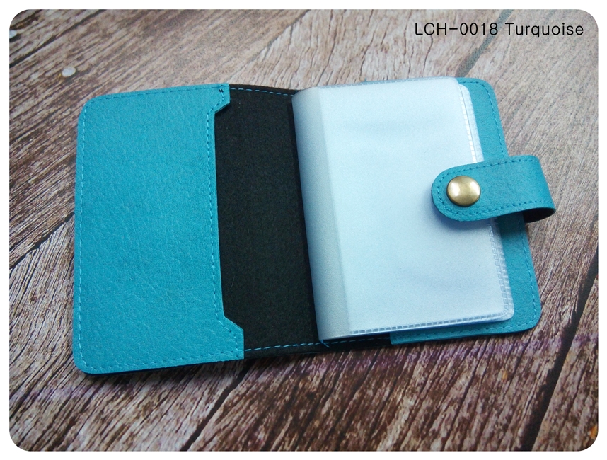 (LCH-0018) กระเป๋าใส่บัตรเคลือบ สีฟ้า เทอควอยซ์