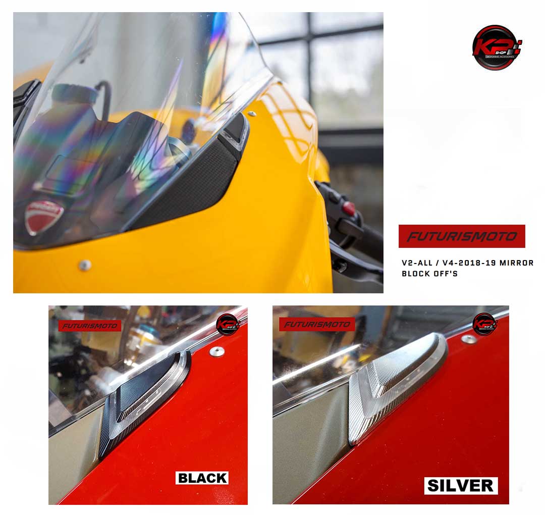 อุดกระจกแบบมีไฟเลี้ยว FUTURISMOTO FOR DUCATI PANIGALE V4 (2020+) PANGALE V4R (2019+)