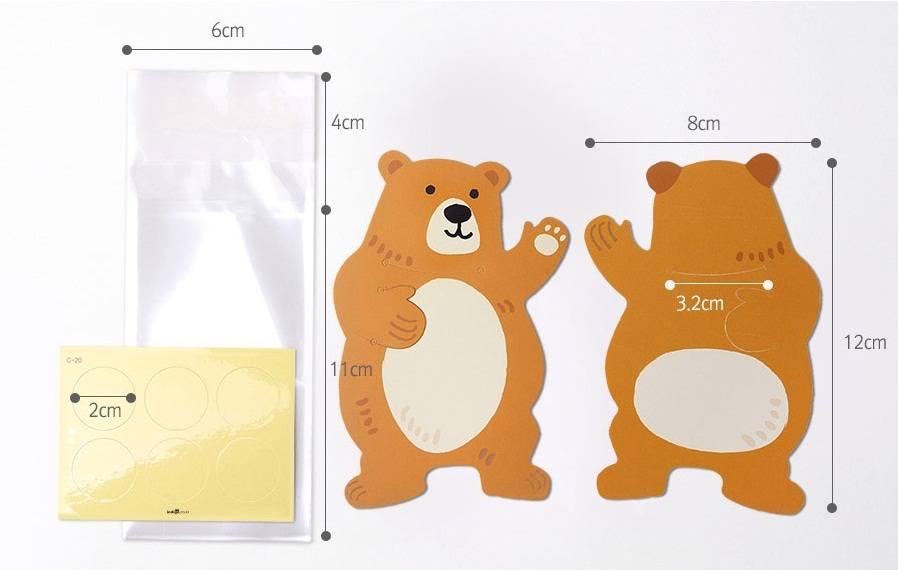 ถุงพลาสติกใส่ขนมคุกกี้ รูปหมี แพ็ค 100 ชิ้น