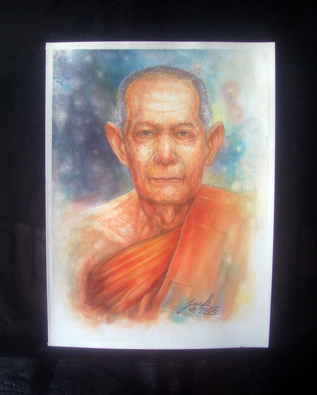 หลวงปู่โต๊ะ วัดประดู่ฉิมพลี กรุงเทพฯ ภาพวาดสีน้ำ บนกระดาษ Canson 300 แกรม ขนาด 11 x 15 นิ้ว งานเพ้นท์ไม่ใช่งานพิมพ์หรือโปสเตอร์ครับ