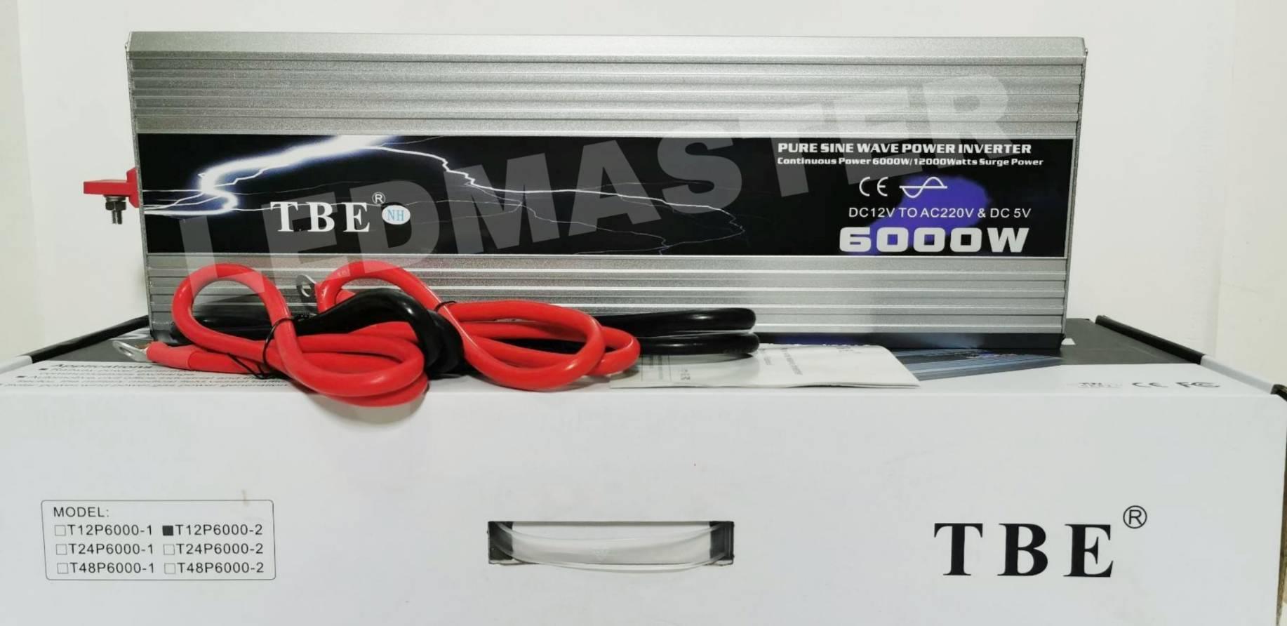 TBE Power Inverter 6000W อินเวอร์เตอร์ 6000 วัตต์ รุ่น Pure Sine Wave (DC 12V TO AC 220V) กระเเสไฟบริสุทธิ์ คลื่นไฟนิ่ง เครื่องแปลงไฟรถเป็นไฟบ้าน หม้อแปลงไฟ ตัวแปลงไฟรถ ใช้อุปกรณ์ไฟบ้านได้ในรถ เครื่องเเห่เสียง [แท้ 100 %]
