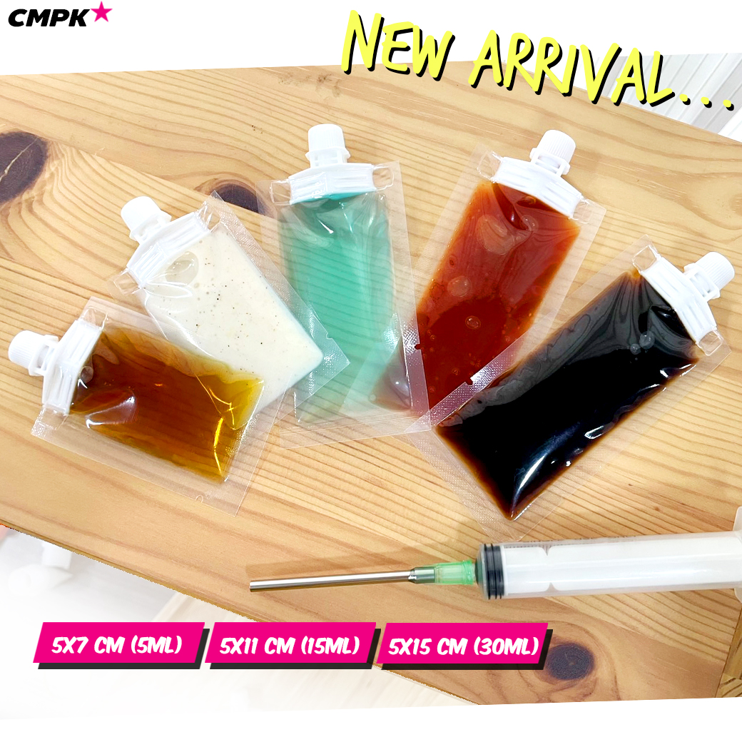 (100ใบ) ซองน้ำจิ้มน้ำสลัดฝาจุก+ไซริงค์สำหรับบรรจุ เหมาะกับร้าน delivery ตลาดนัด เพิ่มมูลค่าเพิ่ม ใช้งานง่าย ไม่หกเลอะเทอะ