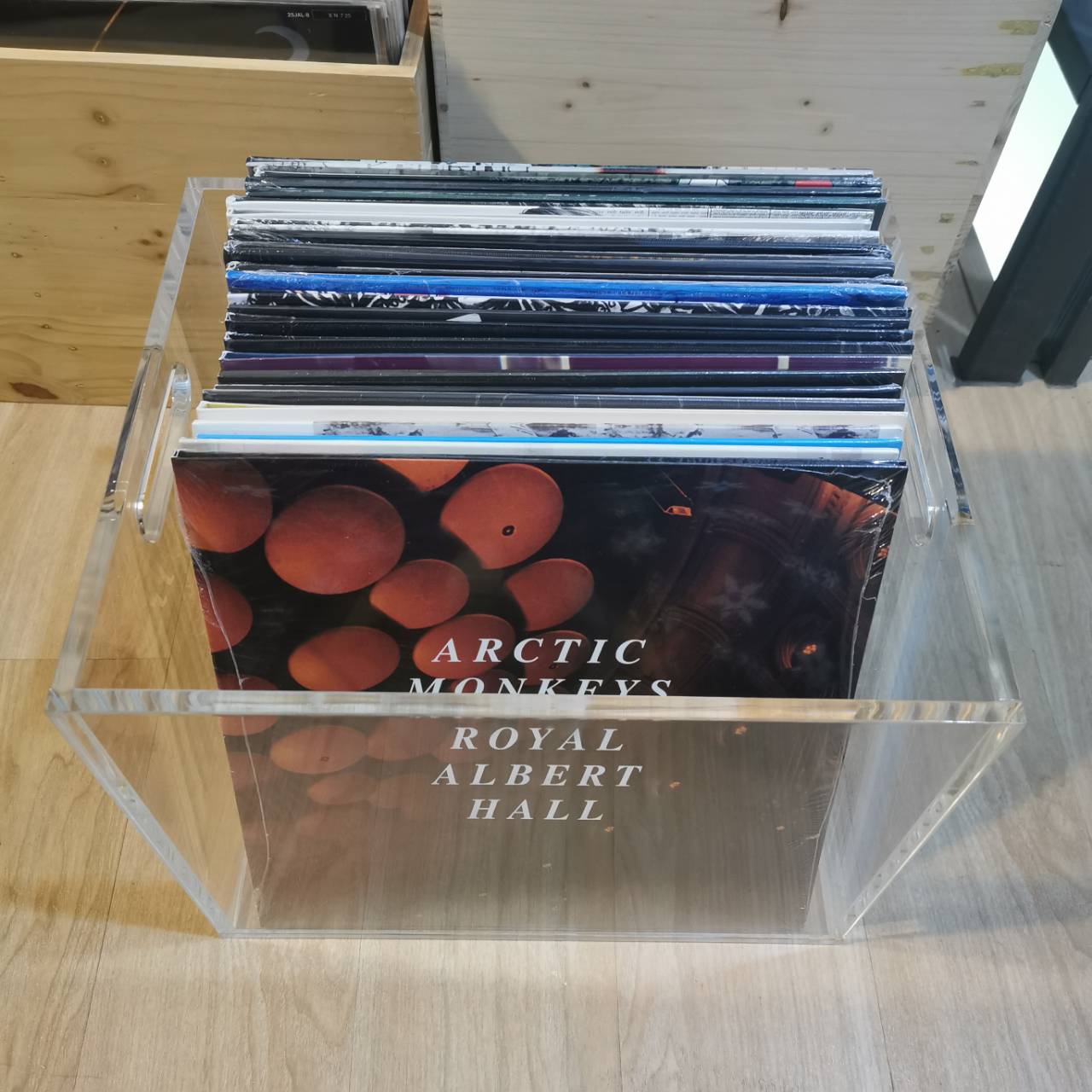 กล่องใสใส่แผ่นเสียง กล่องอะคิลิคเก็บแผ่นเสียง ใส่แผ่นได้25แผ่น