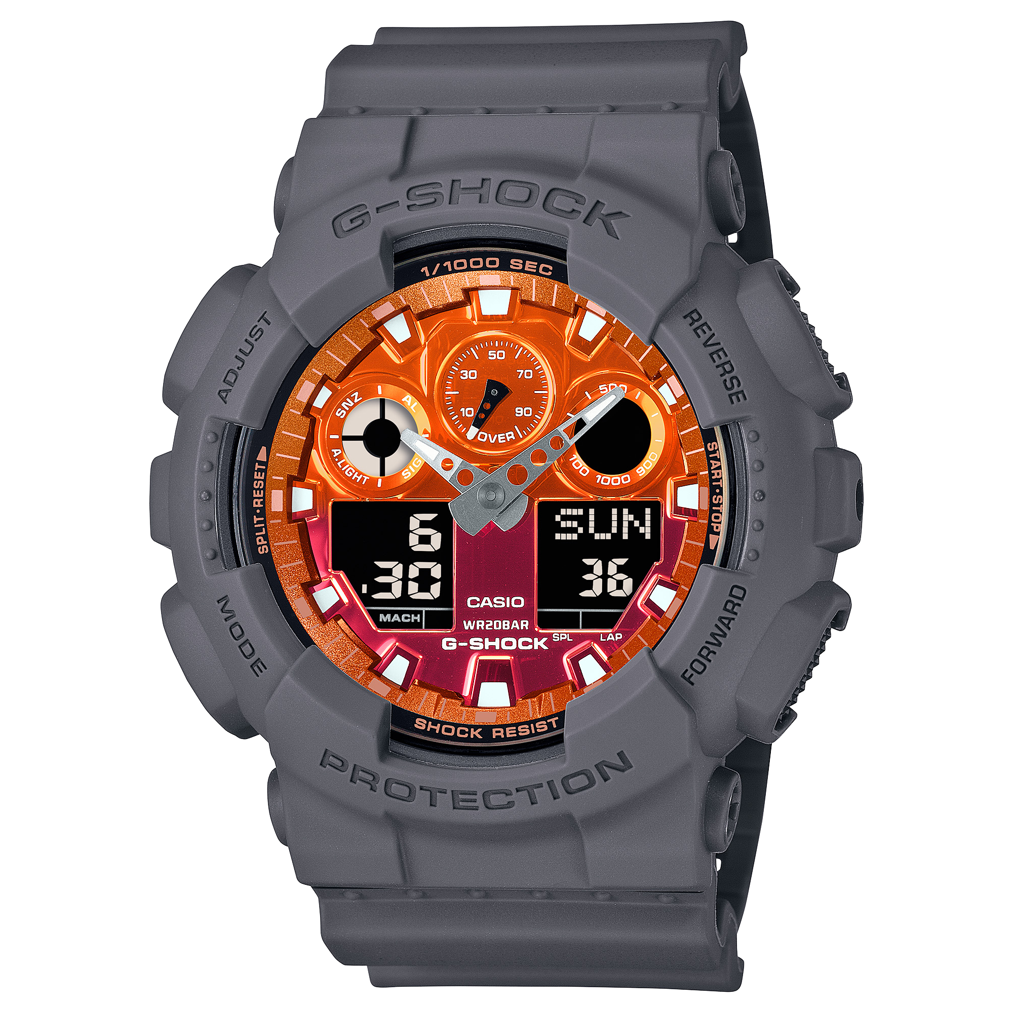 GA-100FL-8A | อะนาล็อก-ดิจิตอลมาตรฐาน | ซีรีส์ GA-100 | G-SHOCK | นาฬิกา | CASIO