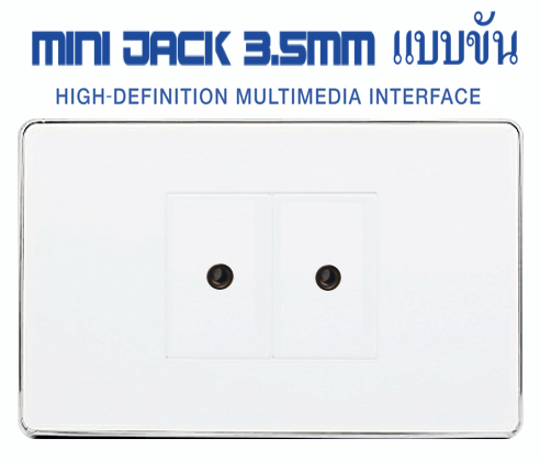 Wall Plate MiniJack 3.5mm (ขอบเงา)(2ช่อง)