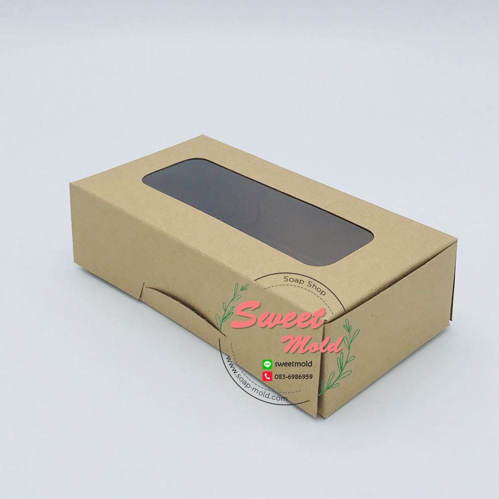 กล่องกระดาษทรงสี่เหลี่ยมผืนผ้าสีวอลนัท-บราวน์ โชว์หน้าสินค้า ขนาด 8x10x20 cm. 50 ชิ้น รหัสสินค้า: 005665