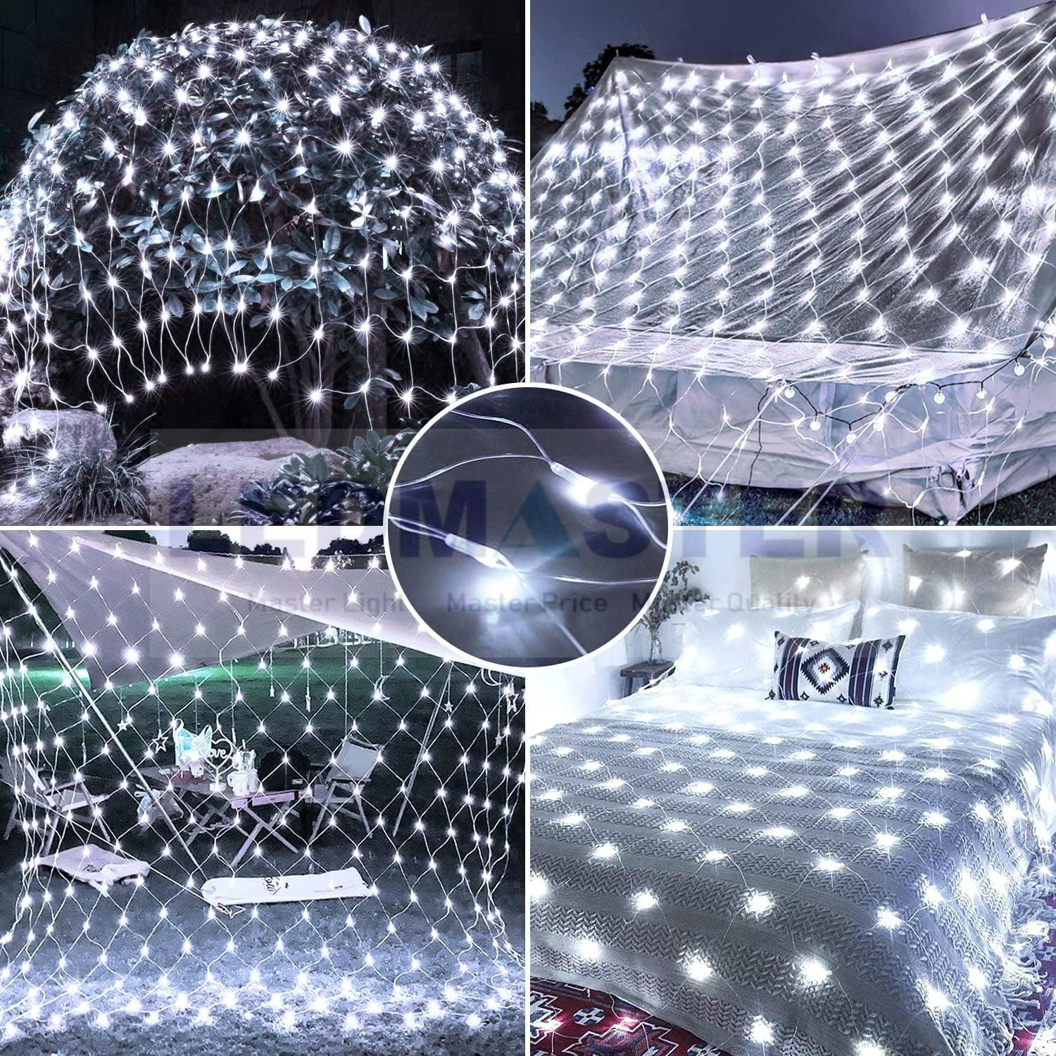 ไฟปีใหม่ ไฟตาข่าย LED ขนาดใหญ่ 8x5 เมตร,6x4 เมตร ปรับได้ 8 โหมด เเสงขาว ไฟคริสมาส ตาข่ายไฟ ไฟพันต้นไม้ ไฟเเต่งร้านอาหาร