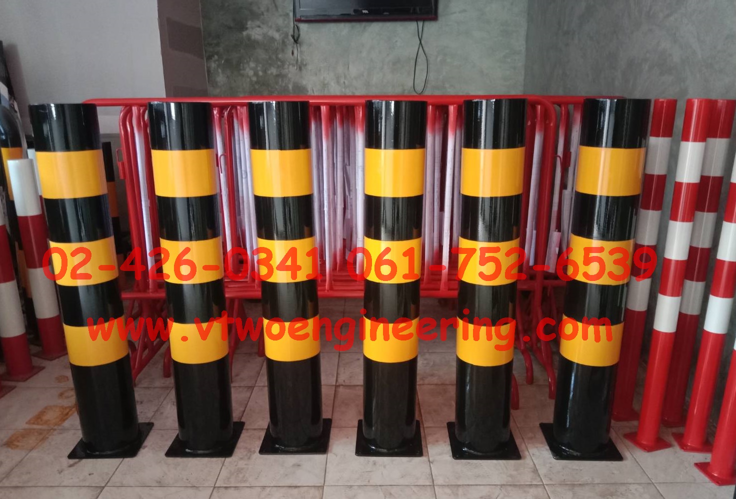 เสาเหล็กกันชน 6 นิ้ว สูง 100 ซม สีเหลืองสลับดำ TB00032