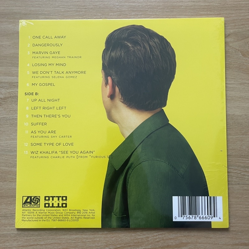 แผ่นเสียง Charlie Puth – Nine Track Mind แผ่นเสียงมือหนึ่ง ซีล