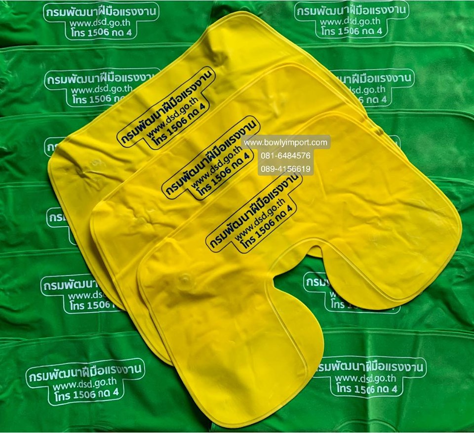 หมอนรองคอเป่าลม เนื้อผ้ากำมะหยี่ พร้อมสกรีนโลโก้