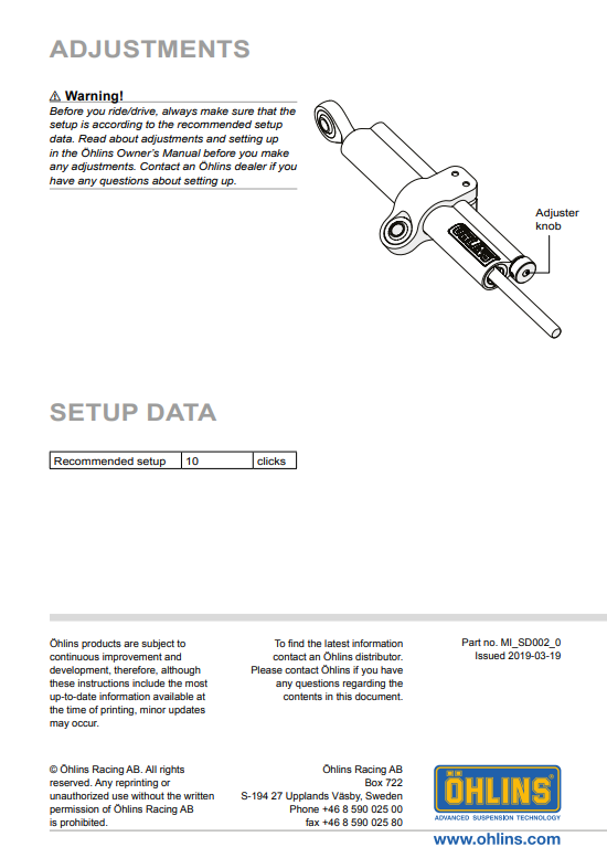 กันสะบัด OHLINS SD 002 FOR Stroke 90 MM