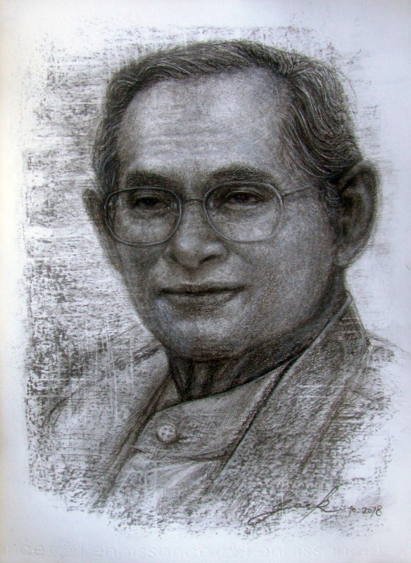ภาพวาดดินสอ ชาโคล กระดาษ 200 แกรม ขนาด 27.5 x 37.5 cm.
