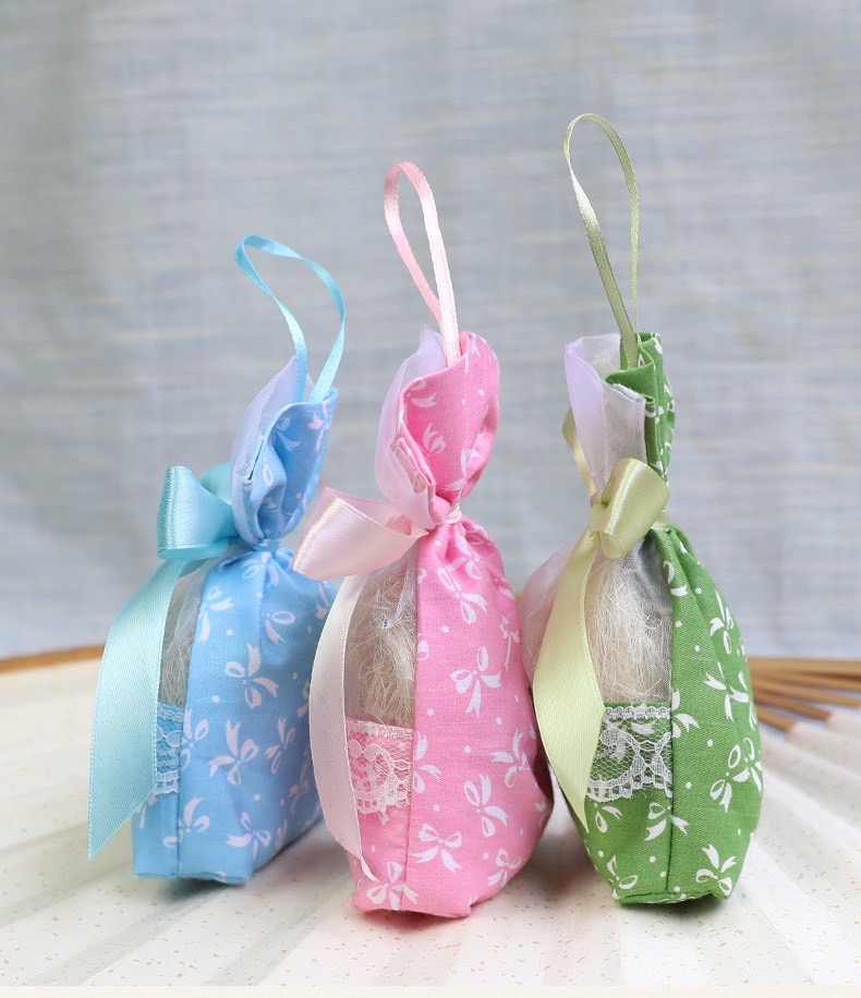 ถุงผ้าแต่งขอบลูกไม้ โชว์สินค้า พร้อมริบบิ้น ขนาด8.5x15cm แพ็ค 20 ชิ้น (สีฟ้า,สีชมพู,สีเขียว)