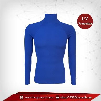 เสื้อรัดกล้ามเนื้อ Rash Guard แขนยาวคอเต่า สีน้ำเงิน mediumblue มี S L XL