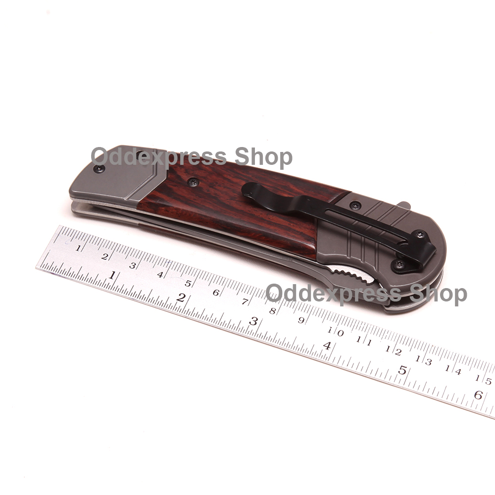 B-35 มีดเดินป่า มีดพก มีดพับ DA99 Buck Folding Knife ด้ามไม้ เหล็ก ใบมีดสแตนเลส มีดยาว 22.5 ซม. 2 0 กรัม Brown 22.5 cm