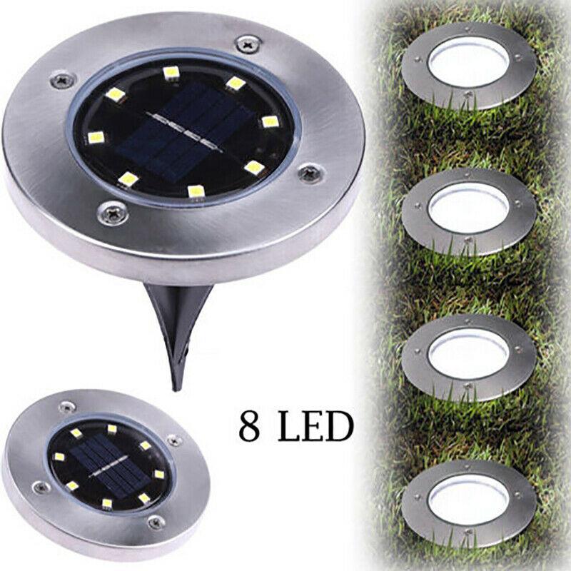 [แพ็ค 2 โคม / 5 โคม / 10 โคม ]LED Solar Light Ground Lamp Outdoor โคมไฟโซล่าเซลล์ฝังพื้น 8LED โคมไฟ solar โคมไฟปักพื้น ใช้สำหรับฝังพื้น ทางเดิน ริวรั้ว ติดตั้งภายนอกอาคาร ตกแต่งตามสถานที่ต่างๆ ตามร้านอาหาร หรือเป็นโคมไฟปักพื้นดินในสวน สนามหญ้า Garden