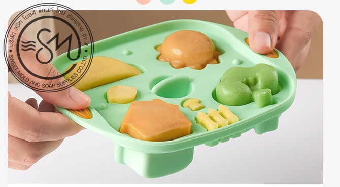 พิมพ์ซิลิโคน แม่พิมพ์คละลายพร้อมฝาปิด 4ช่อง ขนาด25-30กรัม :007948