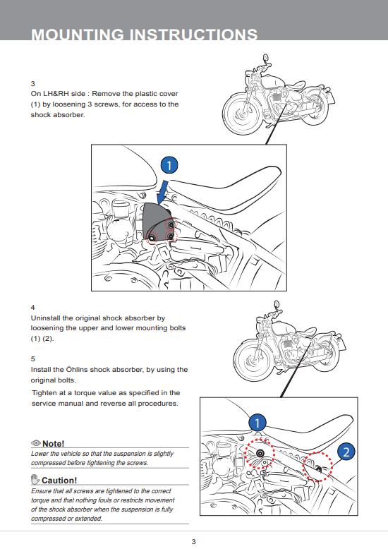 โช๊คหลัง OHLINS TR 729 FOR TRIUMPH BOBBER1200