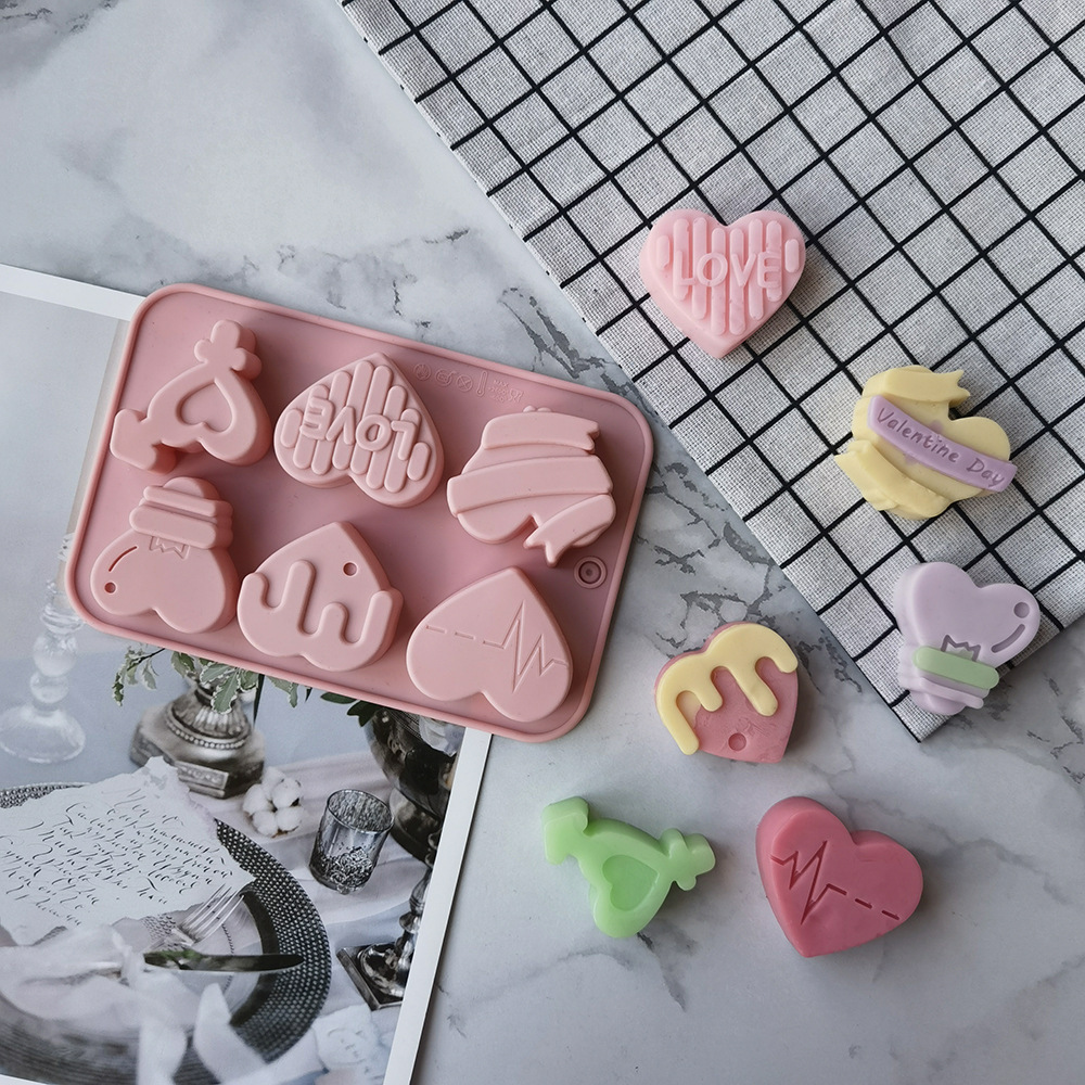 แม่พิมพ์หัวใจ Valentine's Day ขนาด25-40กรัม 6ช่อง